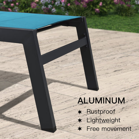 Herriman Outdoor Metal Chaise Lounge with Table