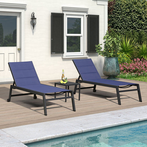 Herriman Outdoor Metal Chaise Lounge with Table
