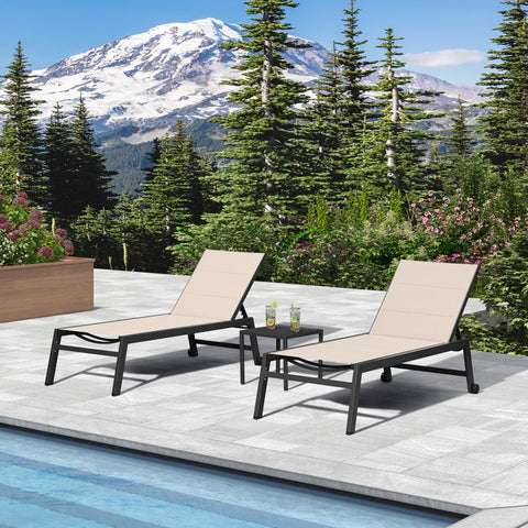 Herriman Outdoor Metal Chaise Lounge with Table