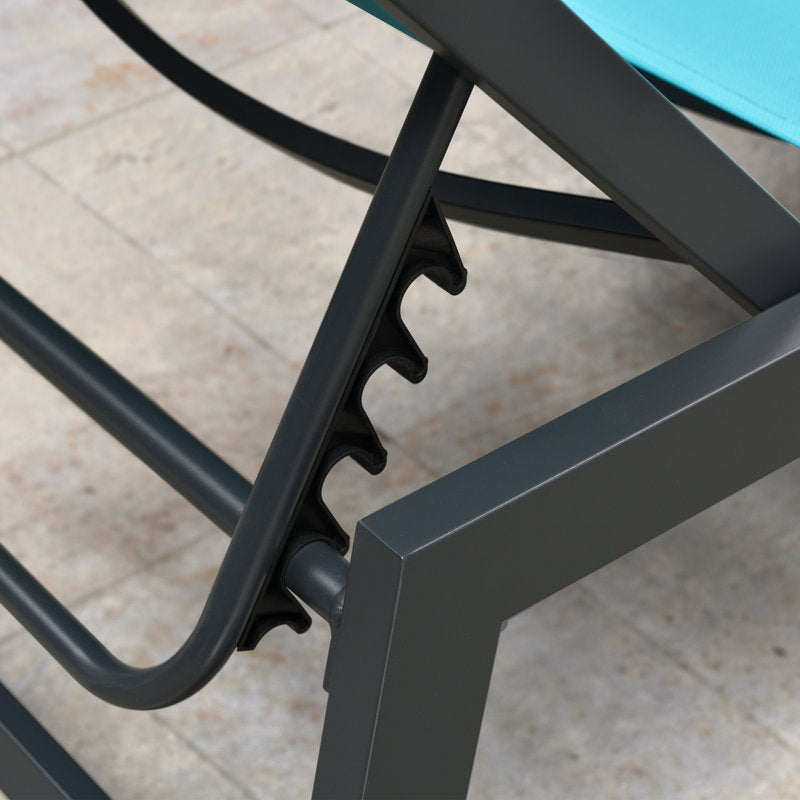 Herriman Outdoor Metal Chaise Lounge with Table