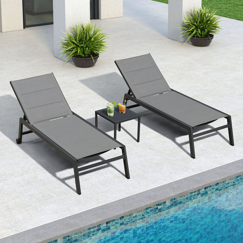 Herriman Outdoor Metal Chaise Lounge with Table