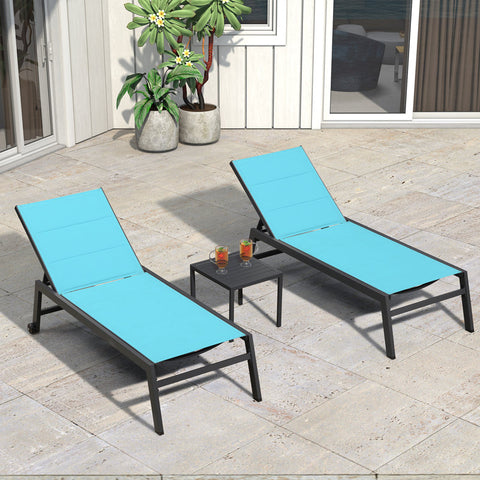Herriman Outdoor Metal Chaise Lounge with Table