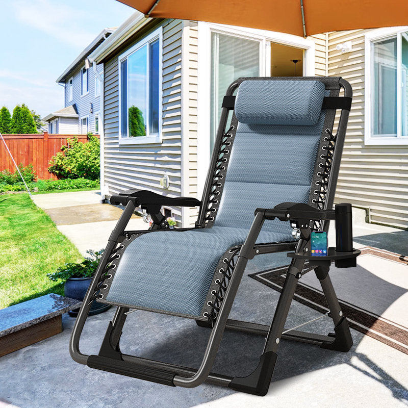 Ice Silk Zero Gravity Chair, Supports 400lbs, Folding Padded Reclining Lounge Chair with Pillow