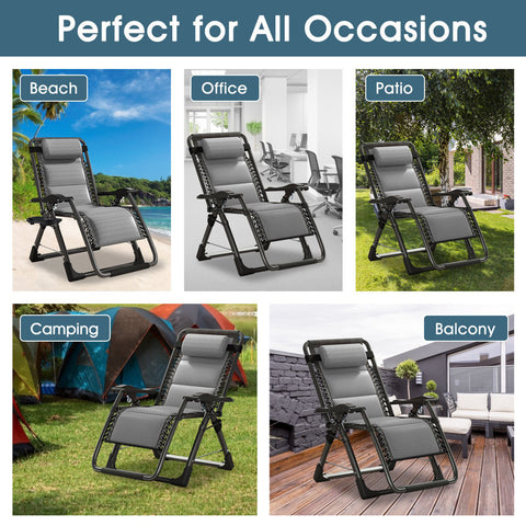 Ice Silk Zero Gravity Chair, Supports 400lbs, Folding Padded Reclining Lounge Chair with Pillow