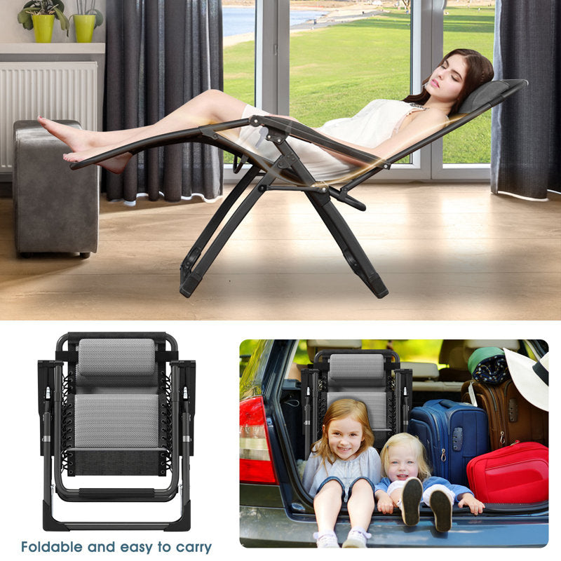 Ice Silk Zero Gravity Chair, Supports 400lbs, Folding Padded Reclining Lounge Chair with Pillow