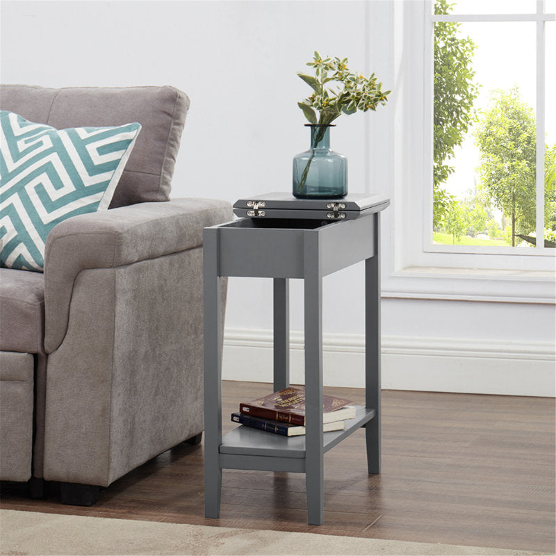 Ilithia 23.6 Tall End Table with Storage, Flip Top Narrow Side Table, Skinny Nightstand Sofa Table Winston Porter Color: Black