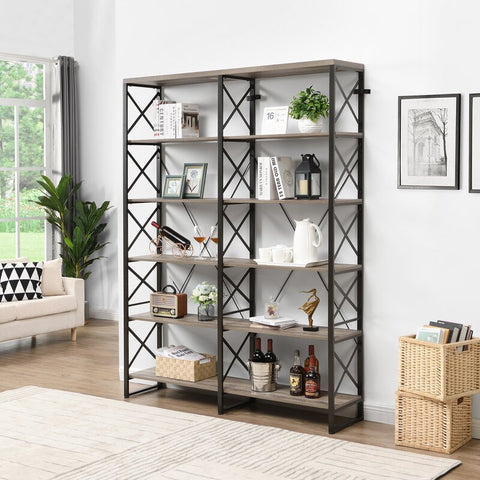 Javan 80.7" H x 60" W Iron Etagere Bookcase