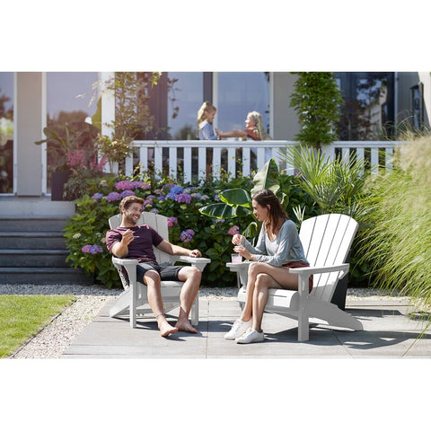 Juarez Easy-living Comfort Strong And Sturdy Resin Adirondack Chair With Cup Holder