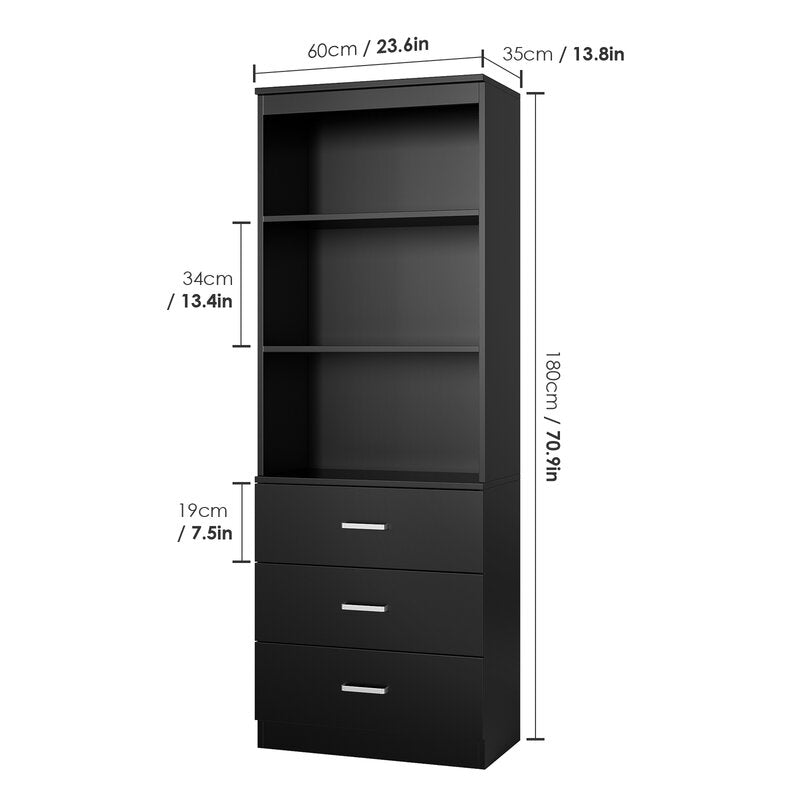 Kahler 70.9'' H x 23.6'' W Standard Bookcase with 3 Drawers