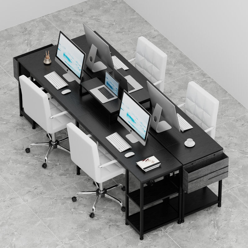 L Shaped Desk with Shelves 95 Inch Reversible Corner Computer Desk or 2 Person Long Table