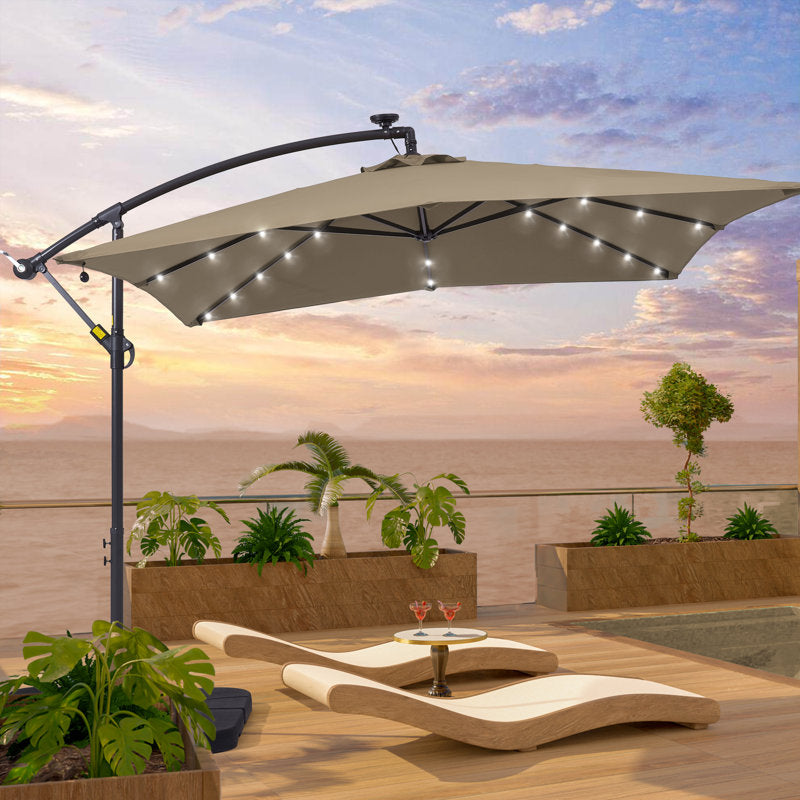 Lasharn 98.4'' Square Lighted Cantilever Umbrella