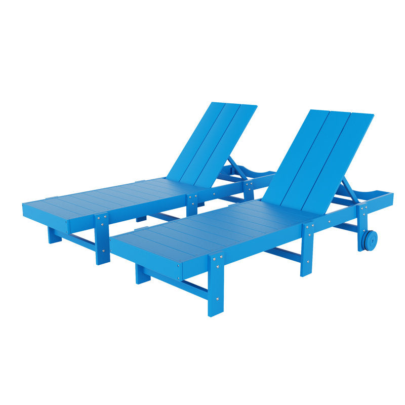 Lasiandra 77.6" Long Outdoor All-Weather Poly Reclining Single Chaise Set (Set of 2)