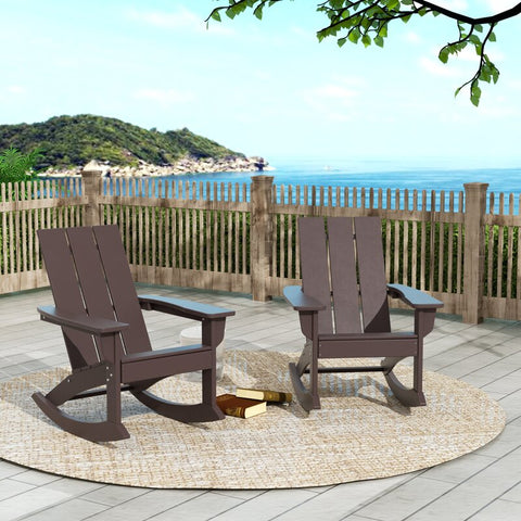Leta Rocking Outdoor Adirondack Chair Set (Set of 2)