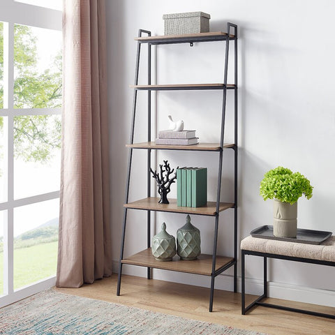 Little Italy 72" H x 28" W Metal Ladder Bookcase