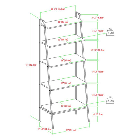 Little Italy 72" H x 28" W Metal Ladder Bookcase