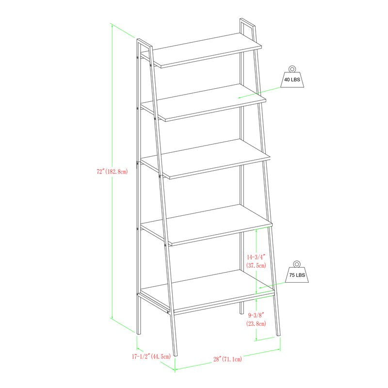 Little Italy 72" H x 28" W Metal Ladder Bookcase