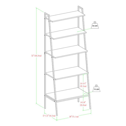 Little Italy 72" H x 28" W Metal Ladder Bookcase