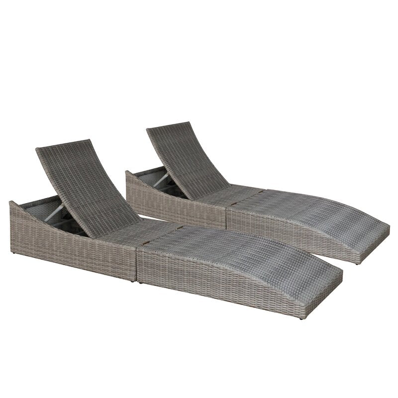 Maikki 78.7'' Long Reclining Chaise Lounge Set with Cushion (Set of 2)