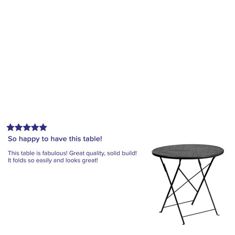 Malbon 30'' Round Indoor-Outdoor Steel Folding Patio Table