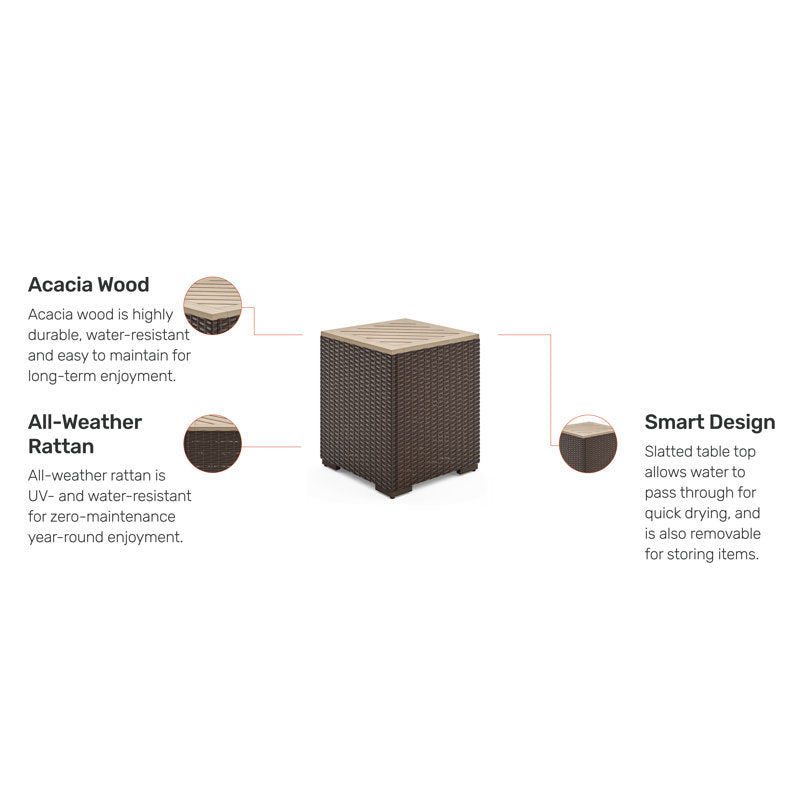 Brown Mcclaskey Wood Outdoor Side Table