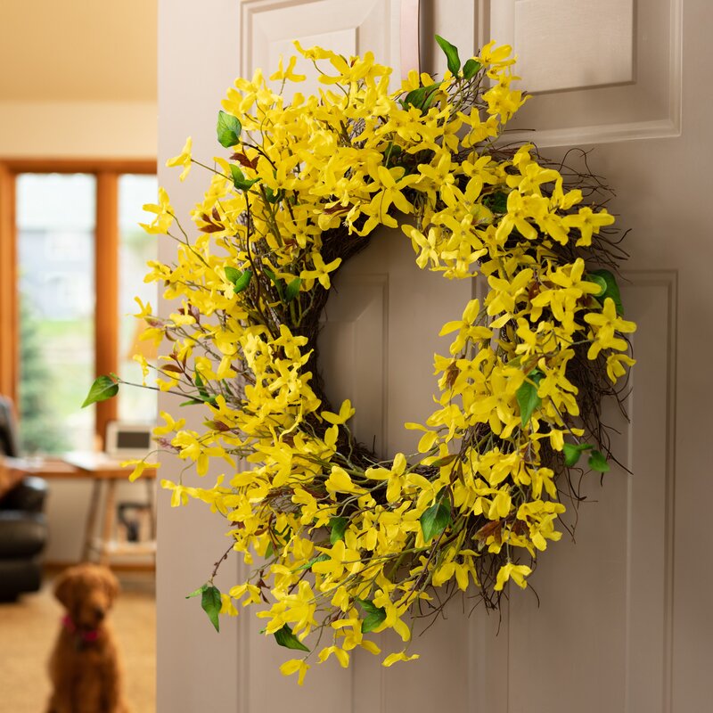 Mcnulty Faux Forsythia Polyester Wreath