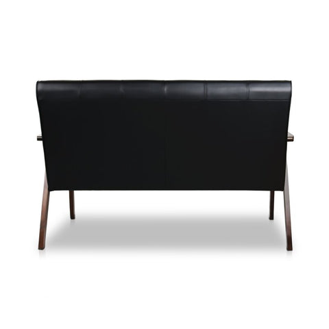 Mid-century Modern Solid Loveseat Sofa Upholstered Faux Leather Couch 2-seat