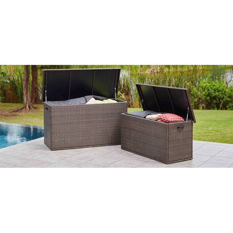 Moda Furnishings Seattle 296 Gallons Gallon Water Resistant Wicker Deck Box in Brown