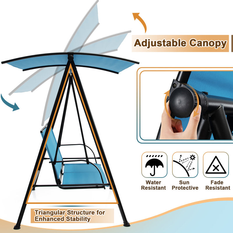 Naiomi 2 Person Porch Swing with Canopy