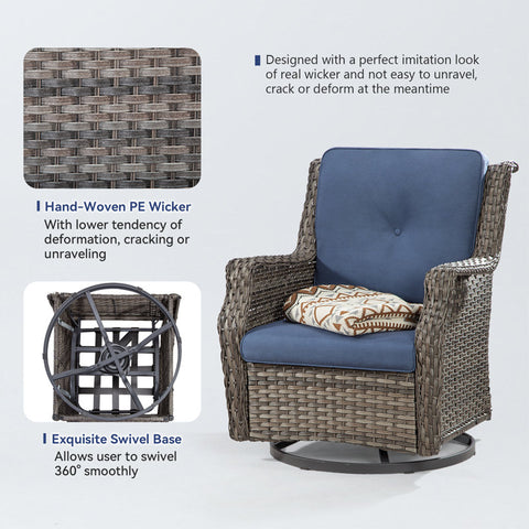 Nihat   Swivel Wicker Outdoor Lounge Chair