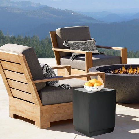 Novato Gray Cement Square Side and End Table, Indoors & Outdoors