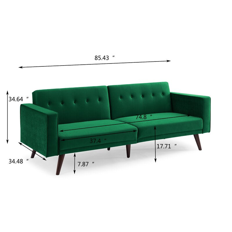 Oahu 86" Velvet Square Arm Sofa