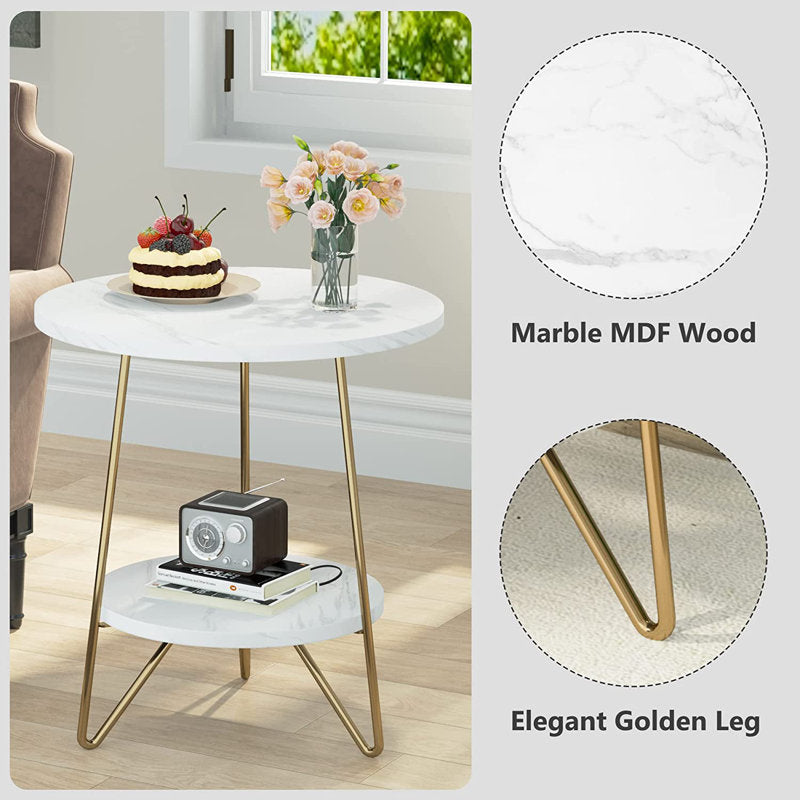 White/Gold Oni End Table