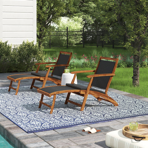 Outdoor Acacia Chaise Lounge (Set of 2)