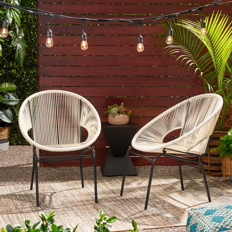 Black Outdoor Lounge Chair (Set of 2)