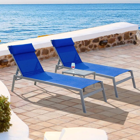 Outdoor Metal Chaise Lounge with Table (3 -Pieces)