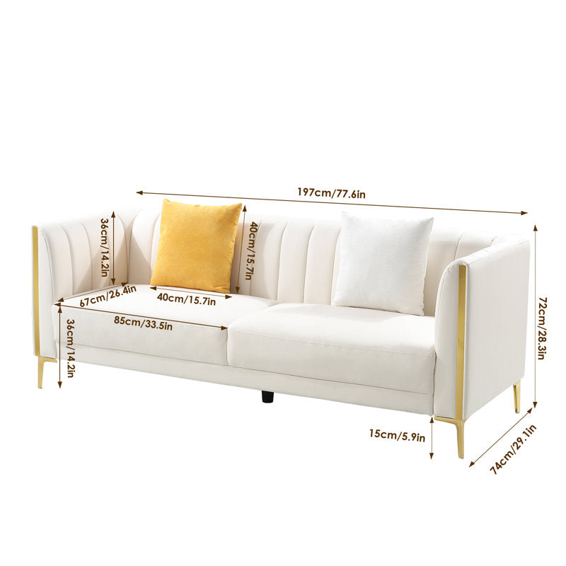 Panama 77.6" Faux Leather Tuxedo Arm Sofa