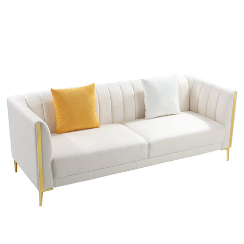 Panama 77.6" Faux Leather Tuxedo Arm Sofa