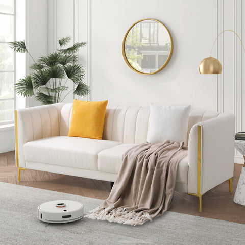 Panama 77.6" Faux Leather Tuxedo Arm Sofa