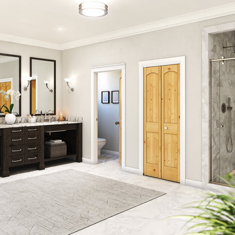 Paneled 2P Arch Top V-Groove Unfinished Bi-Fold Door