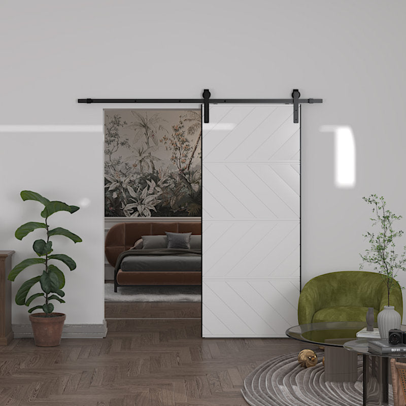 Paneled Manufacture Wood Barn Door Wave Design with Installation Hardware Kit