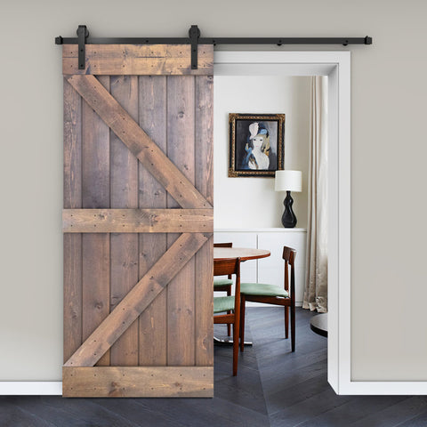 Paneled Manufactured Wood Barn Door with Installation Hardware Kit