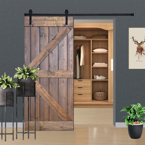 Paneled Manufactured Wood Barn Door with Installation Hardware Kit