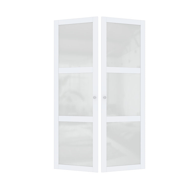 48" x 80" Paneled Manufactured Wood and Glass Pre-Finished Pivot Door