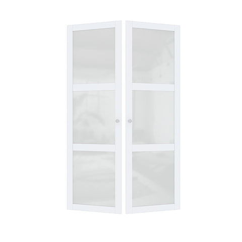 48" x 80" Paneled Manufactured Wood and Glass Pre-Finished Pivot Door