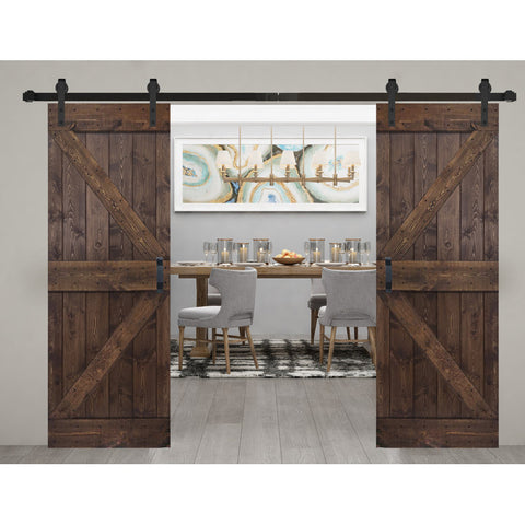 Paneled Wood Barn Door with Installation Hardware Kit (Set of 2)