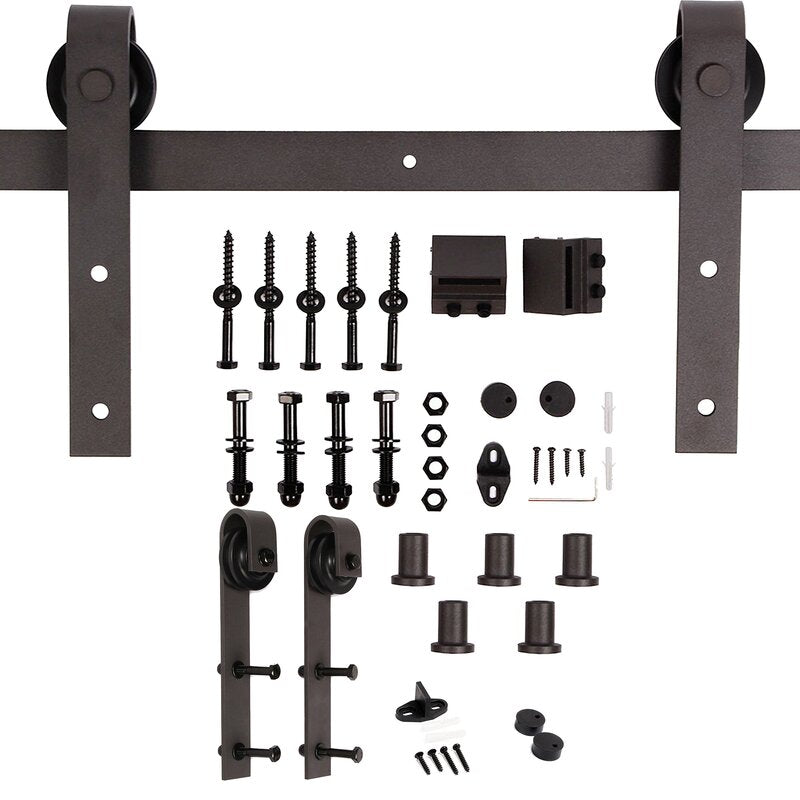 Paneled Wood Barn Door with Installation Hardware Kit