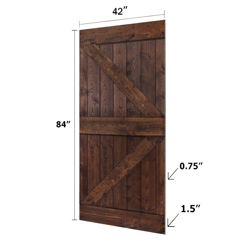 Paneled Wood Barn Door with Installation Hardware Kit (Set of 2)