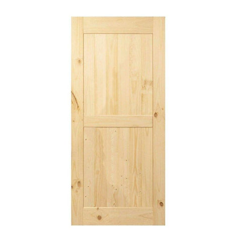 Paneled Wood Unfinished Barn Door with Installation Hardware Kit