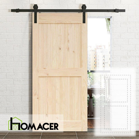 Paneled Wood Unfinished Barn Door without Installation Hardware Kit