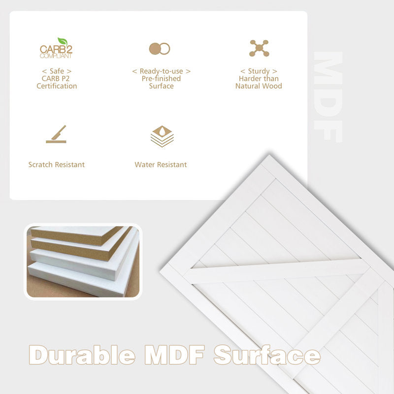 Paneled Wood Wave Barn Door with Installation Hardware Kit